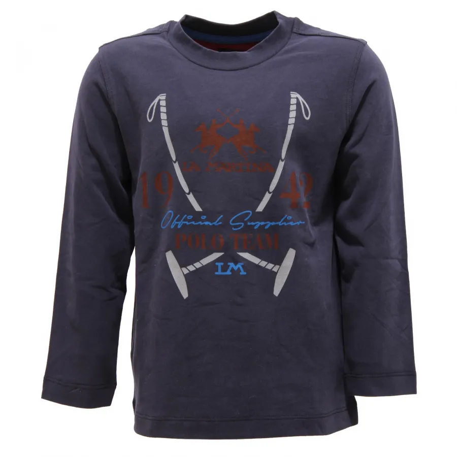 2325V maglia bimbo LA MARTINA JUNIOR blue cotton long sleeve t-shirt boy