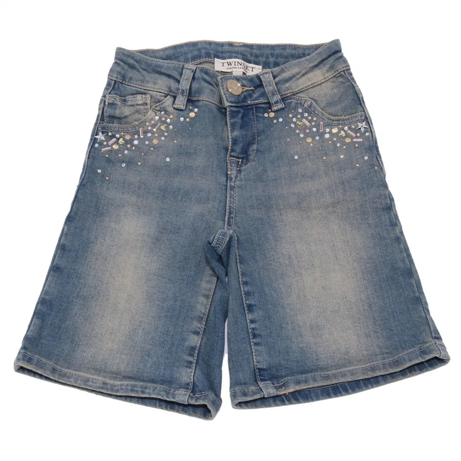 5349AB bermuda bimba GIRL TWIN-SET denim delave shorts kid