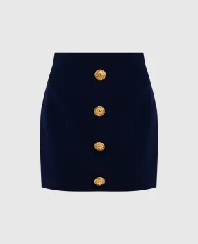Balmain Minigonna blu con rivetti logati DF0LBA35VB00