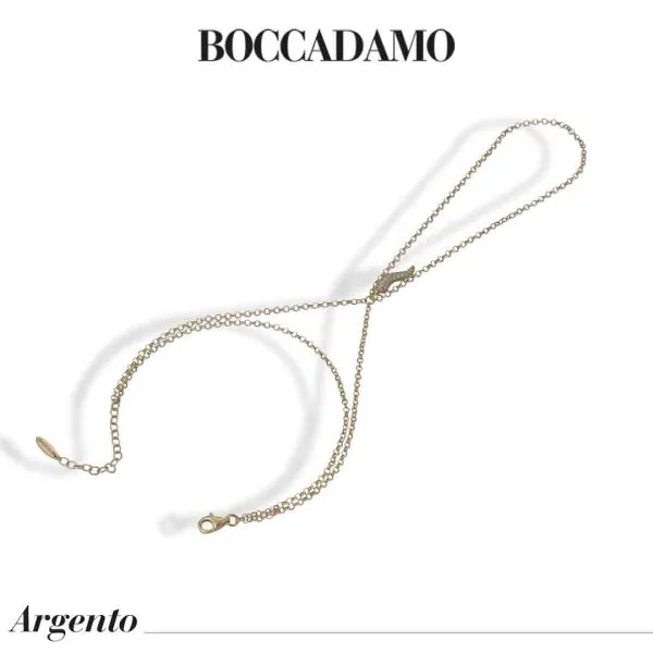 Bracciale baciamano placcato oro giallo con cornetto zirconato    