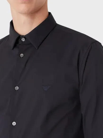 Camicia In Misto Nylon Stretch Eagle Ricamata