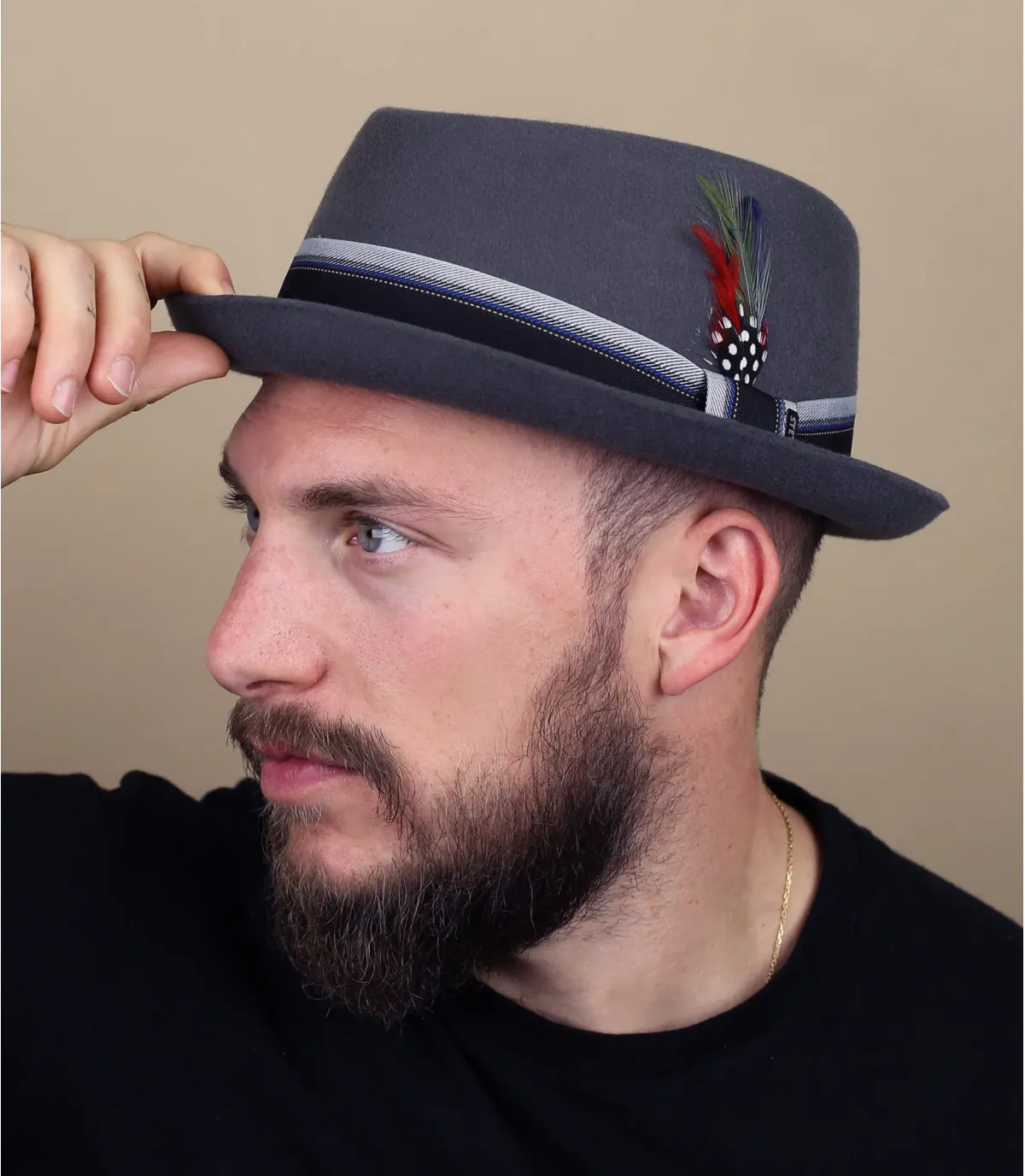 cappello pork pie grigio  Diamond Woolfelt grey     