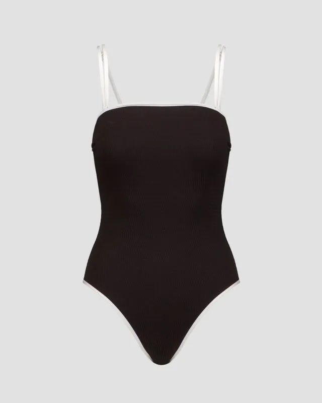 Costume da bagno intero nero da donna Seafolly DD Bandeau One Piece