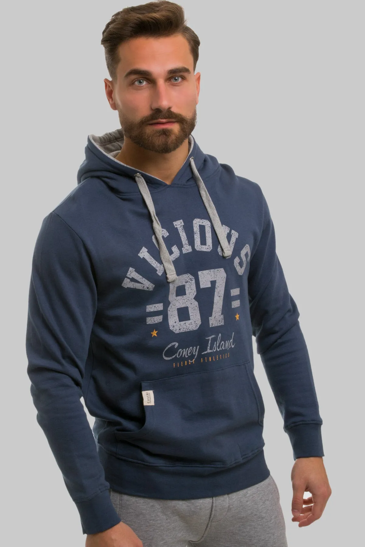 Felpa misto cotone con cappuccio e maxi stampa sul petto