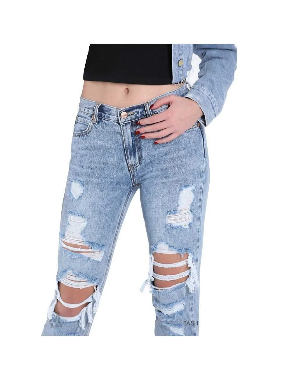 Jeans donna Sexy Woman in cotone denim strappati
