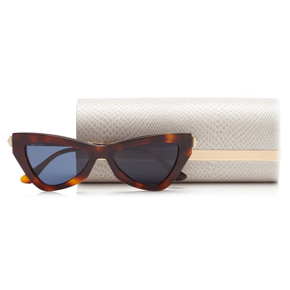 Jimmy Choo - Donna - Occhiali da Sole Avio Cat Eye Blu con Montatura Avana - Jimmy Choo Eyewear