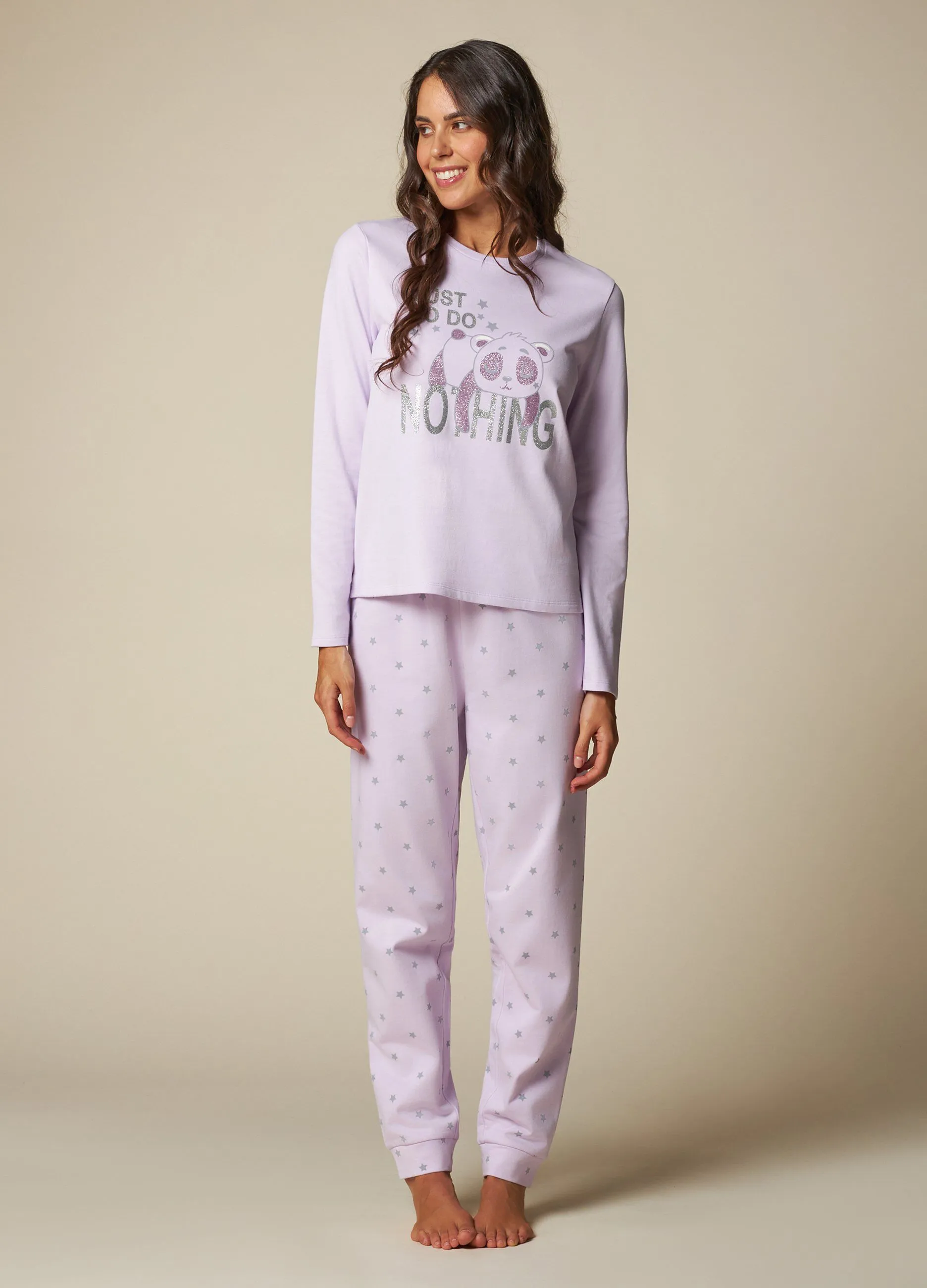NYMOS  Set pigiama lungo con stampa glitter donna