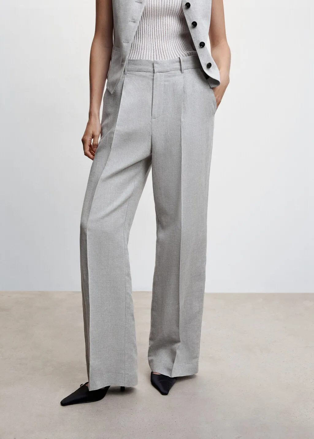 Pantaloni completo lino spigato