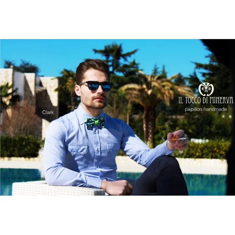 Papillon Uomo cotone Clark tessuto alta moda - Realizzato a mano 