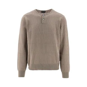 Pullover in cotone con collo serafino