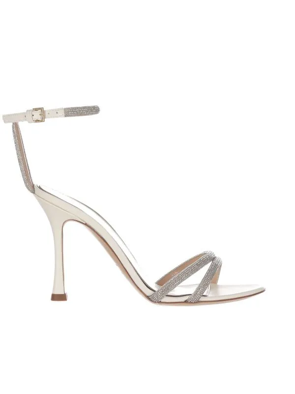 Sandalo mya in nappa con strass