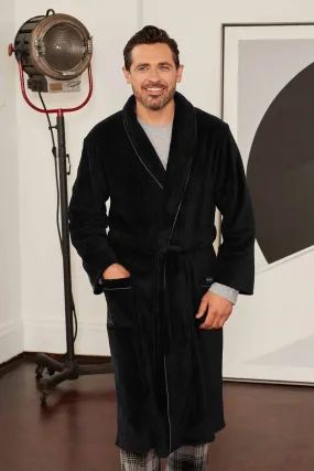 Savile Row Company - Nero in pile - Vestaglia con bordi Grigio profili