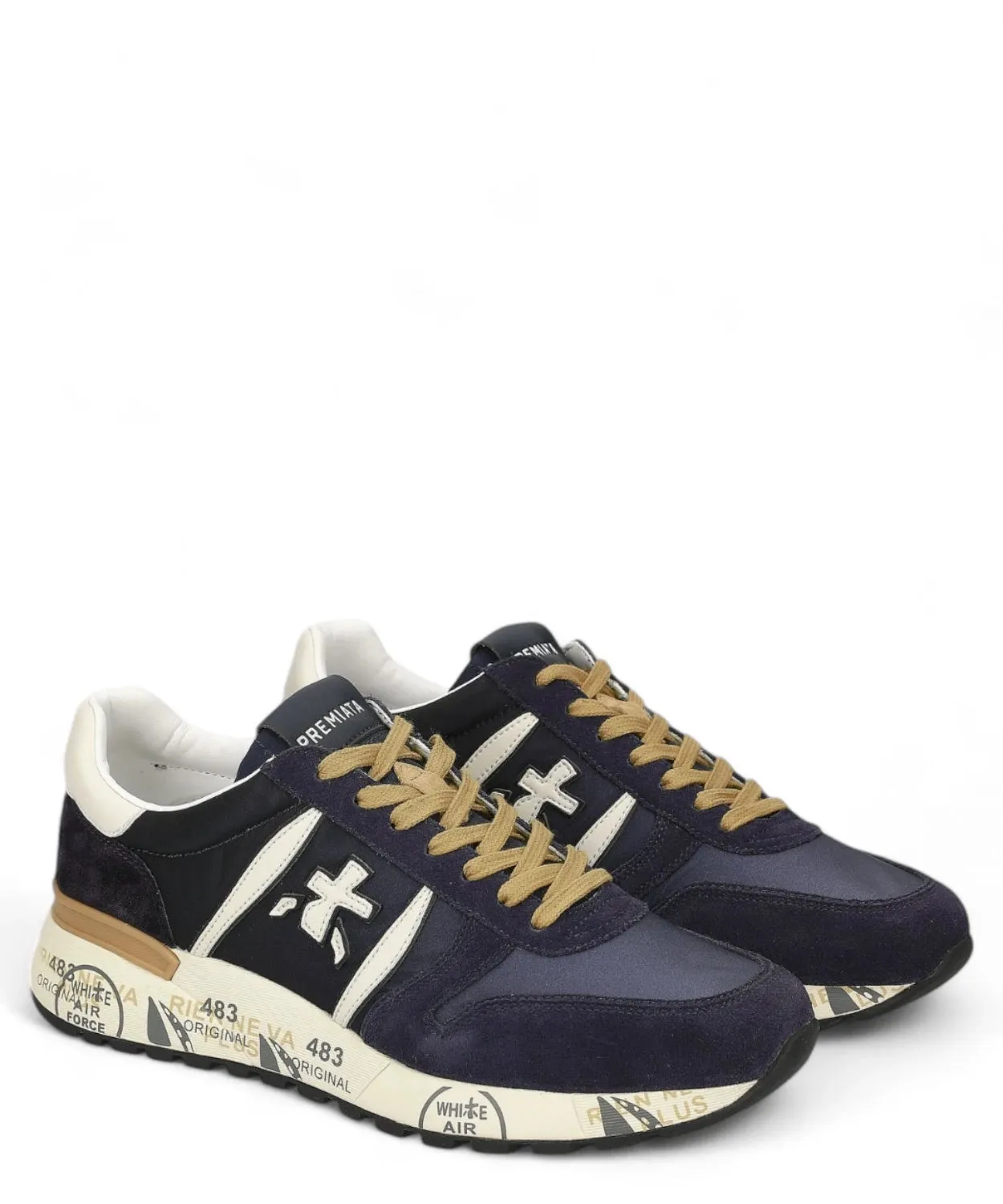 Sneakers Lander 6904 in Pelle Scamosciata Blu e Nylon