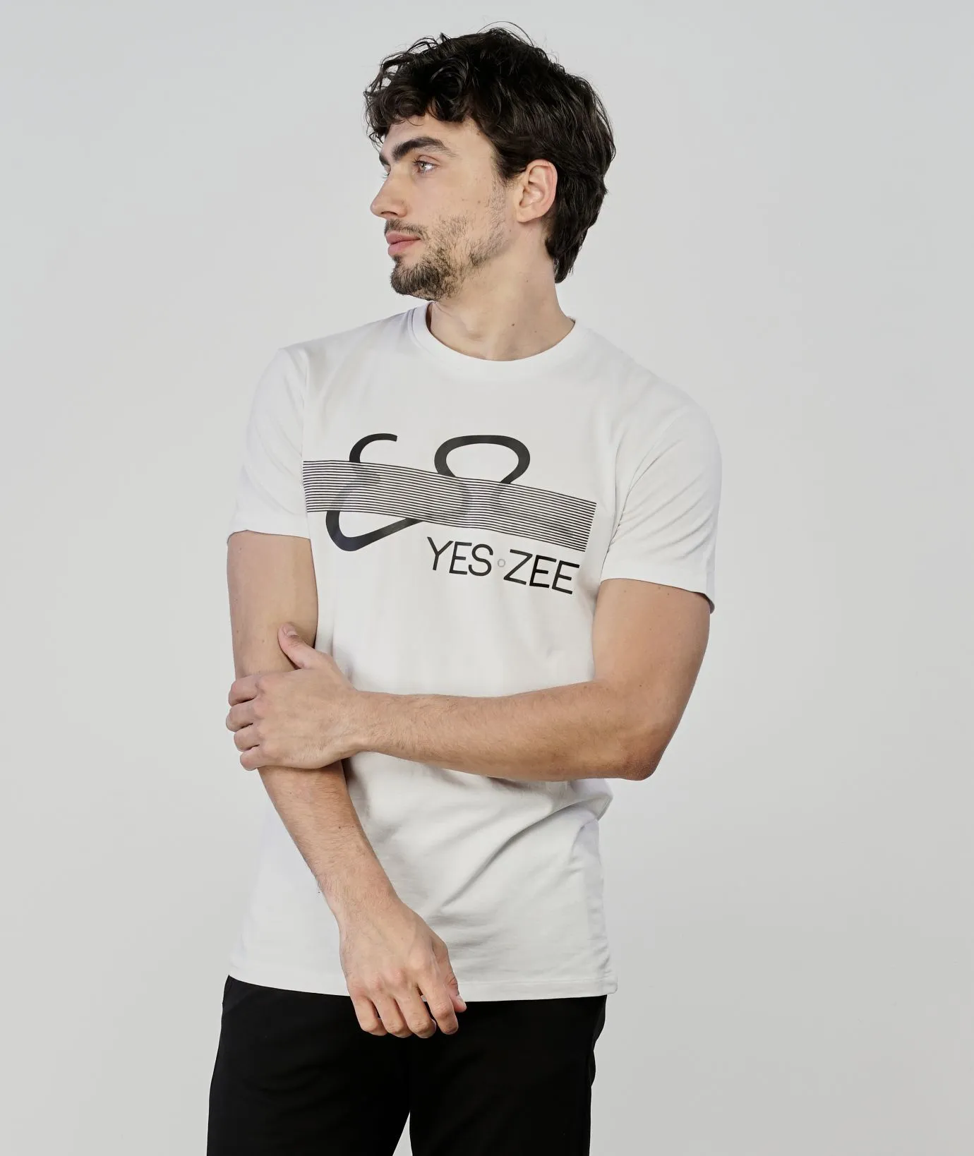 T-shirt bianca in cotone d auomo con logo