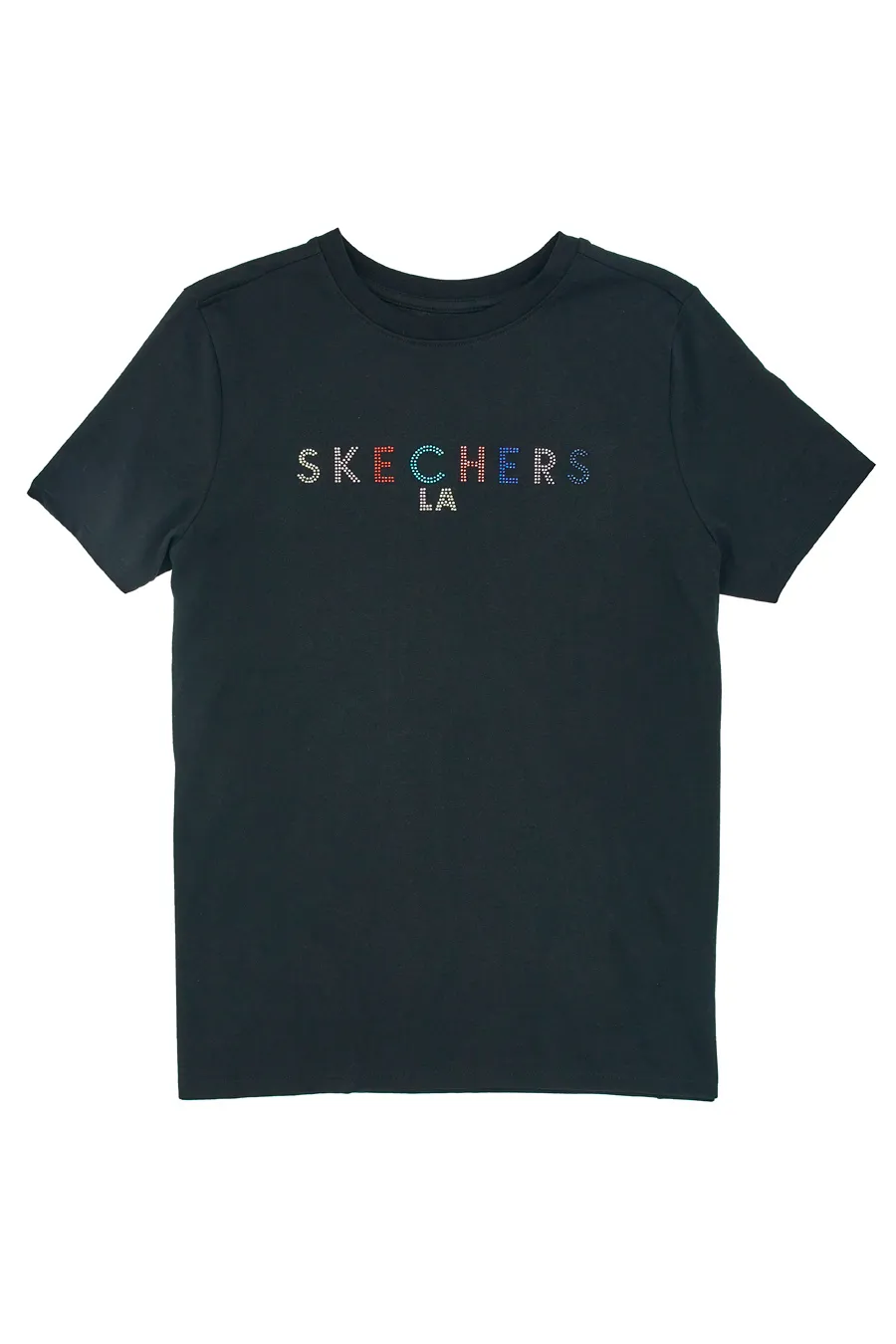 T-Shirt Nere Con Strass Arcobaleno Skerchers Shine Tee