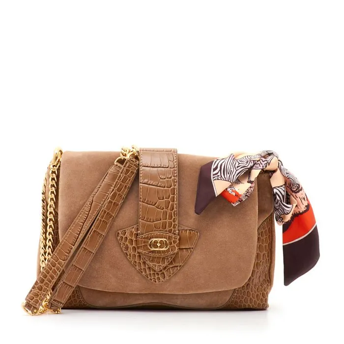 TEMPEST GISELLE SHOULDER BAG SUEDE+COCCO TAUP